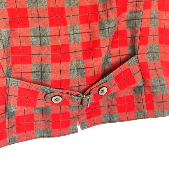 UGLY SWEATER VEST - Chaus Christmas Plaid Vest Red and Grey Flannel - Picture 5 of 9